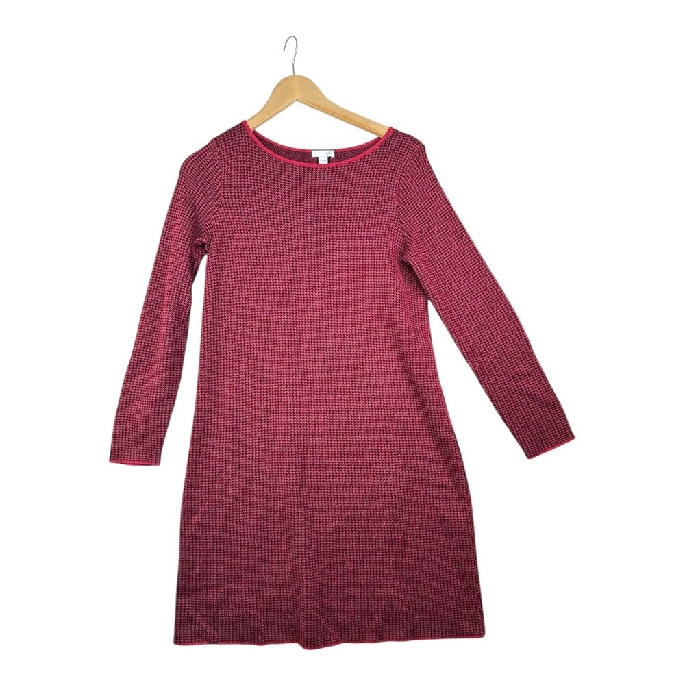 J. Jill Long Sleeve Houndstooth Dress size XS Red/Black